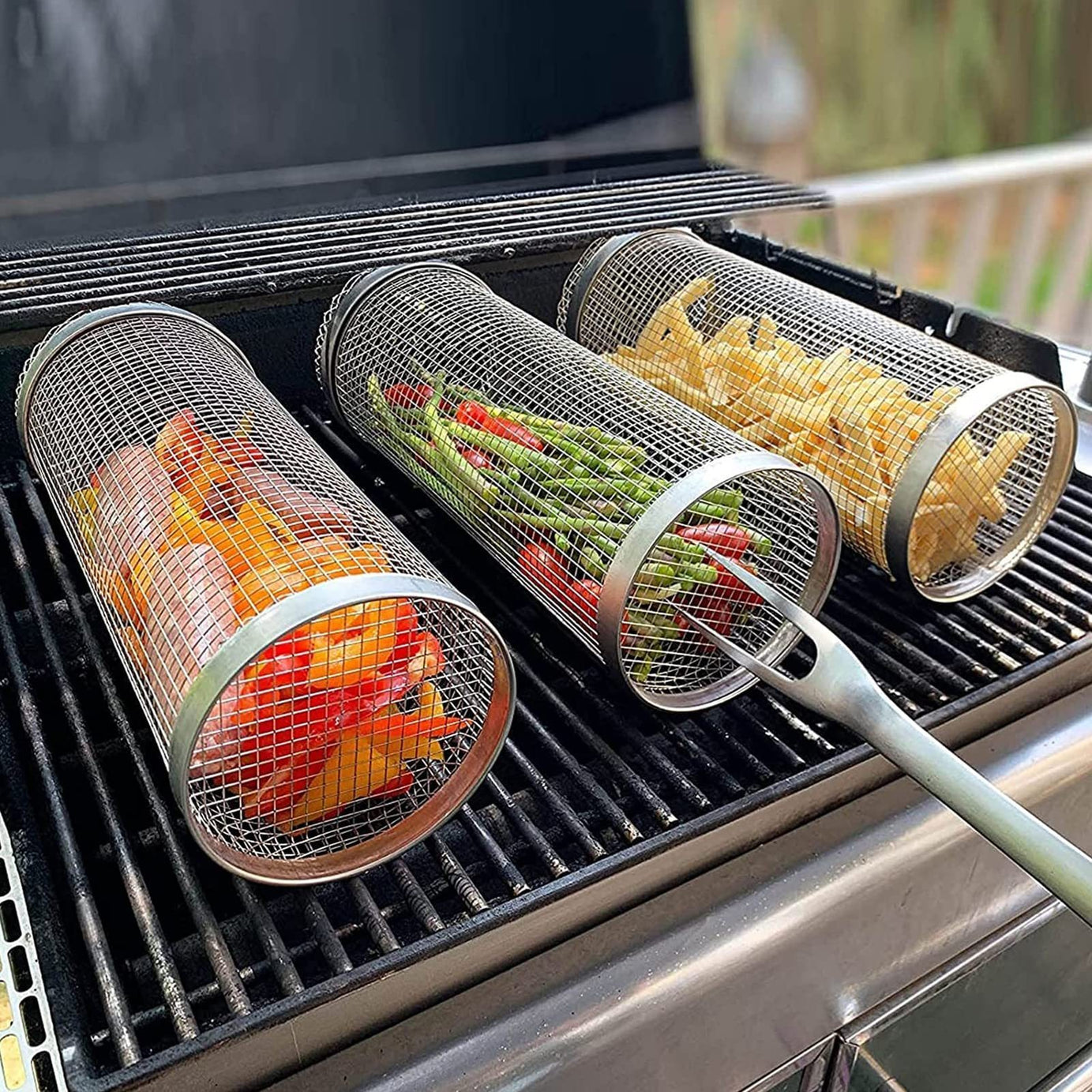 Rolling Grilling Basket Metal